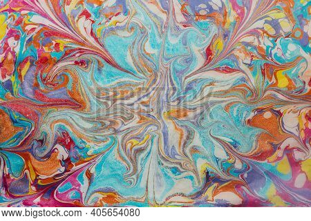 Beautiful Abstract Painting Is A Painting Technique Ebru .turkish Ebru Style On The Water With Acryl