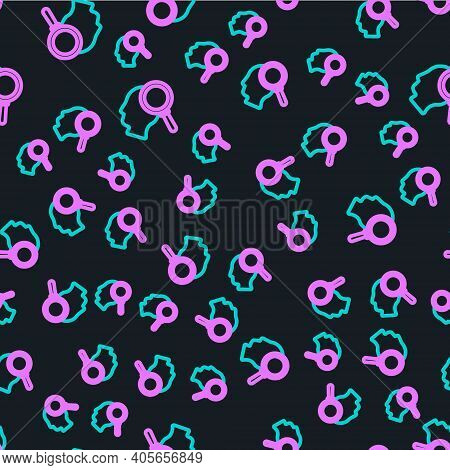 Line Finding A Problem In Psychology Icon Isolated Seamless Pattern On Black Background. Vector