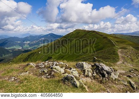 Breathtaking View Over The Mountain Ridge On A Sunny Day