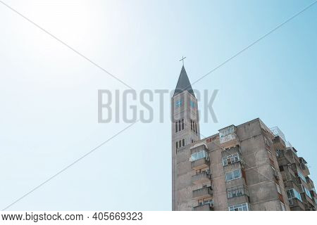 Mostar Peace Bell Tower (mostarski Zvonik Mira) In Bosnia And Herzegovina