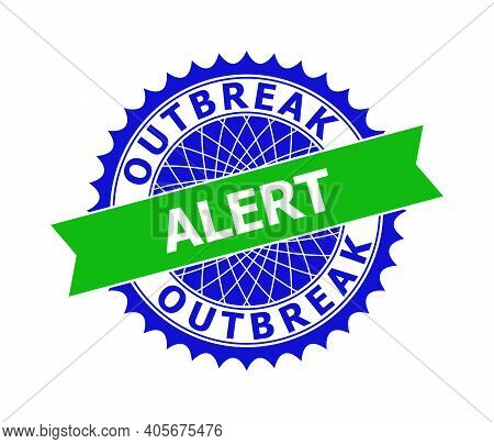 Vector Outbreak Alert Bicolor Template For Rubber Imitations With Clean Surface. Flat Clean Seal Tem