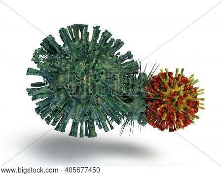 Mutating Corona Virus In White Background 3d Render