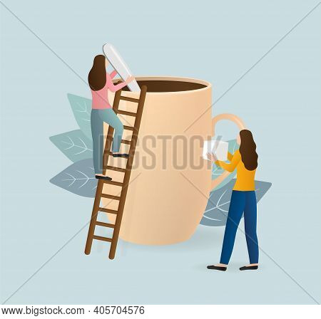 Coffee Break. Character For Concept Design. Cartoon People Vector Illustration. Business Concept. Ve