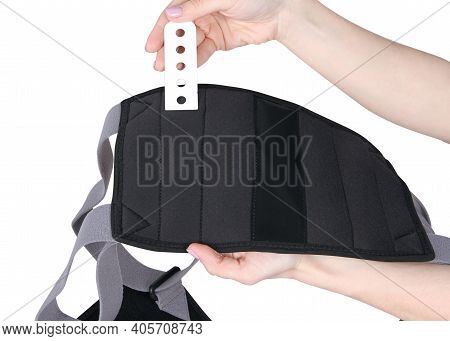 Orthopedic Lumbar Corset On The Human Body. Back Brace, Waist Support Belt For Back. Posture Correct
