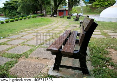 Plastic Bench In Park