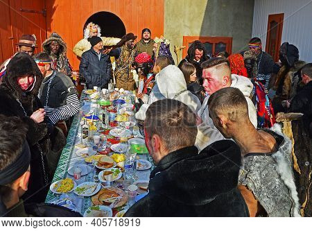 Malanka Holiday In The Village Of Krasnoilsk, Chernivtsi Region, Ukraine. January 14, 2021. Editoria