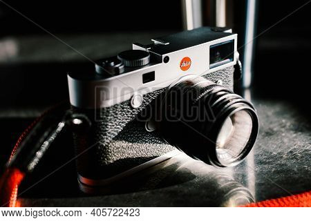 Bangkok, Thailand - Jan 6, 2021: Leica M10 Full-frame Digital Rangefinder Camera With Leica 50mm F2 