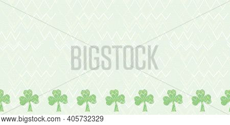 Shamrock Chevron Border Seamless Vector Pattern St. Patricks Day Surface Pattern Design