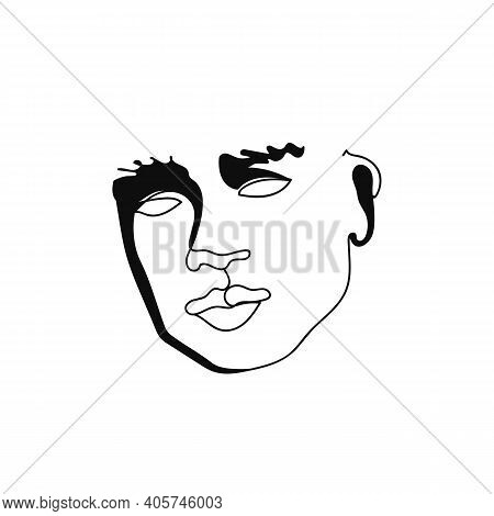 Gorgeous Portrait Continuous Silhouette Art. Abstract Woman Portrait. Glamour Style. Modern Minimali