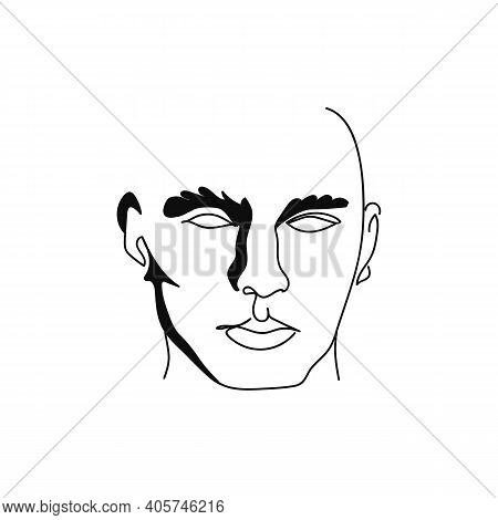 Handsome Male Continuous Silhouette Art. Modern Minimalist Art. Attractive Facial Features. Aestheti