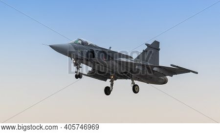 Fairford, Uk - 15th July 2017: A Sukhoi Su-27 Flanker Fighter Aircraft In Flight