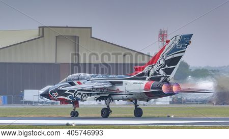Fairford, Uk - 15th July 2017: A Sukhoi Su-27 Flanker Fighter Aircraft In Flight