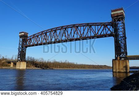The View Of The Chesapeake And Delaware Canal Lift Bridge Near Middletown, Delaware, U.s.a