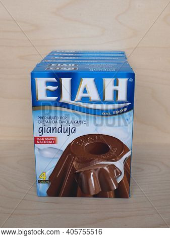 Genoa - Circa January 2021: Elah Gianduja Chocolate Pudding