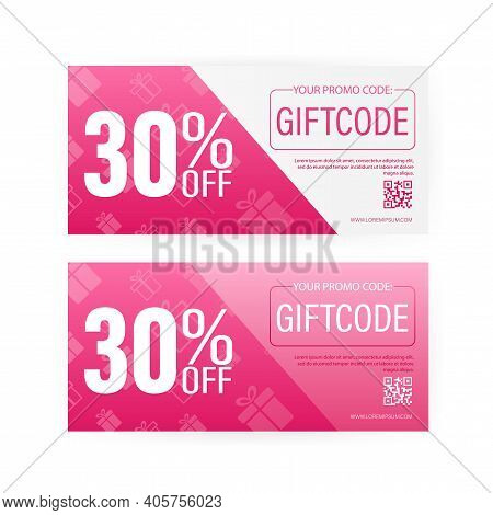 Different Modern Birthday Card With Red Giftcode For Banner Design. Giftcode In Modern Style. Christ