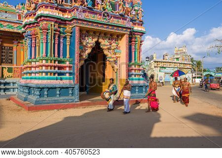 Trincomalee, Sri Lanka - February 09, 2020: Religious Procession At The Hindu Temple Of Sri Bhadraka