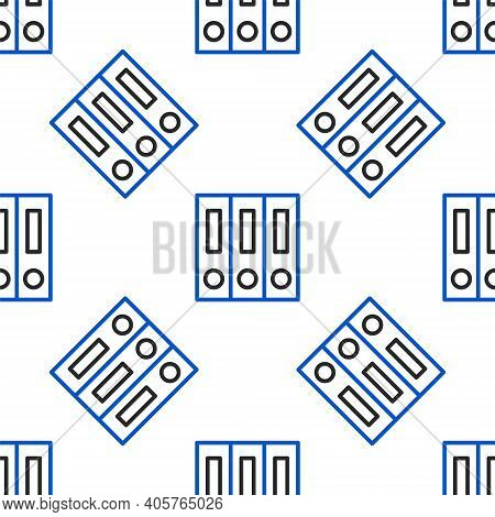 Line Office Folders With Papers And Documents Icon Isolated Seamless Pattern On White Background. Of