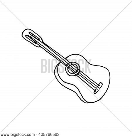 Guitar In The Style Of Doodle For The Design Of Postcards