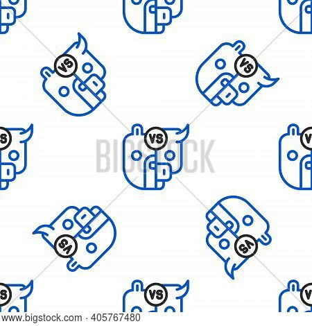 Line Bull And Bear Symbols Of Stock Market Trends Icon Isolated Seamless Pattern On White Background