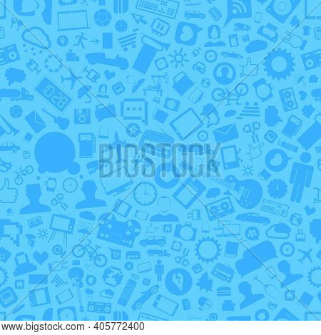 Blue Elements Seamless Vector Pattern. Vector Illustration