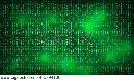 Stream Of Binary Matrix Code On 16x9 Full Screen