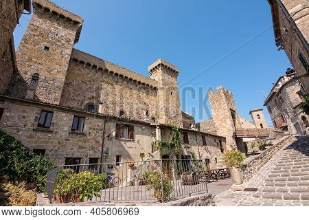 Entrance Bridge To The Monaldeschi Fortress Of Cervara In Bolsena, Lazio, Italy