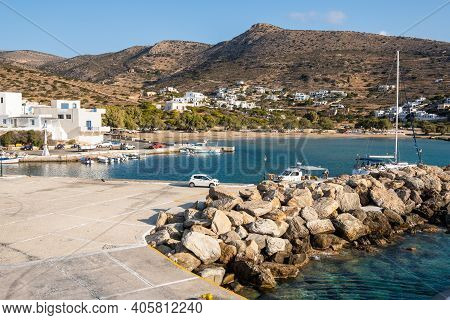 Sikinos, Greece - September 23, 2020: Alopronia Port Of Sikinos, Beautiful Small And Secluded Island