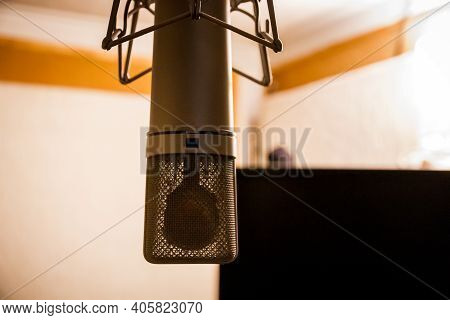 Paris - France -december 1, 2020 : Neumann Microphone In A Professional Audio Studio
