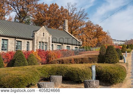 Seoul, South Korea - 27 November 2019: Ewha Womans University In Autumn. It Is A Private Women's Uni