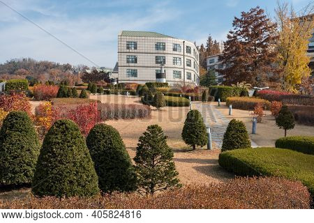 Seoul, South Korea - 27 November 2019: Ewha Womans University In Autumn. It Is A Private Women's Uni