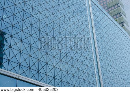 Seoul, South Korea - 29 June 2019: Modern Glass Facade Office Building Around Digital Media City. It