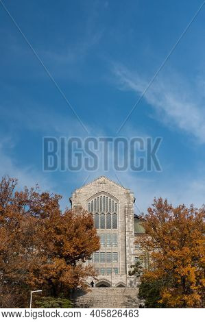 Seoul, South Korea - 27 November 2019: Ewha Womans University In Autumn. It Is A Private Women's Uni