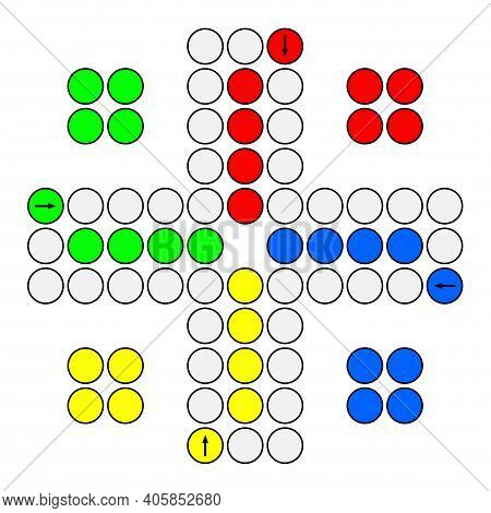 Family Ludo Board Game Ready To Print Design On A White Background. 3d Rendering