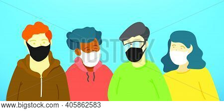 Different People With Mask Vector Pack. Pandemic