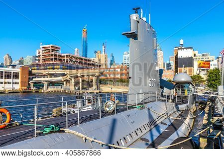 New York City, Usa - March 29, 2020: Submarine Uss Growler At New York City