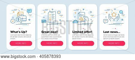 Set Of Line Icons, Such As Technical Documentation, Interview, Accounting Report Symbols. Mobile App