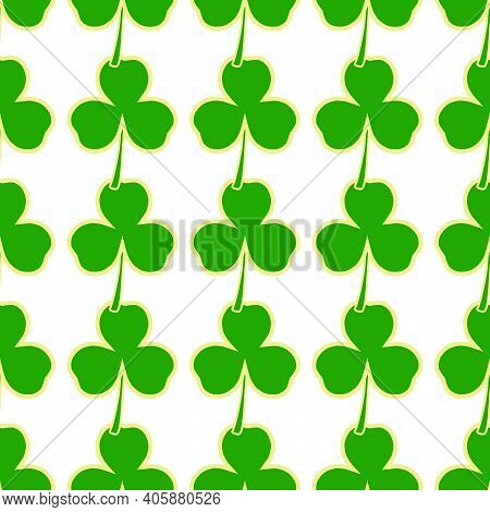 Illustration On Theme Irish Holiday St Patrick Day, Seamless Green Shamrock Clover. Pattern St Patri