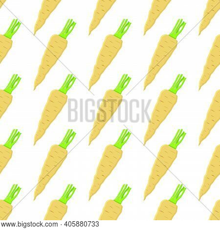 Illustration On Theme Of Pattern Plant Parsnip, Vegetable Root For Seal. Vegetable Pattern Consistin