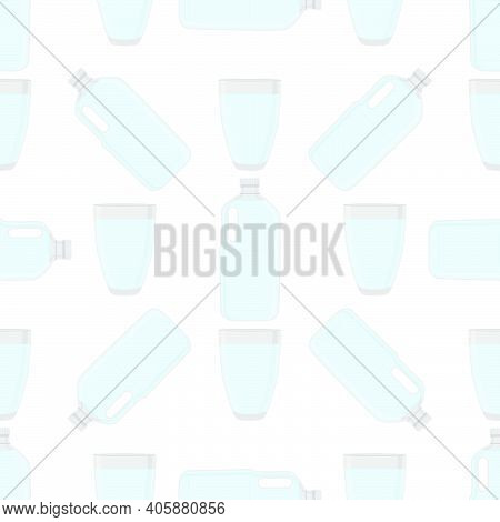 Illustration On Theme Set Identical Types Plastic Bottles For Drinking Water. Water Pattern Consisti