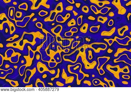 Layered Paper Cut Out Pattern In Blue And Yellow Tones Of 2020 And 2021. Abstract Background Illustr
