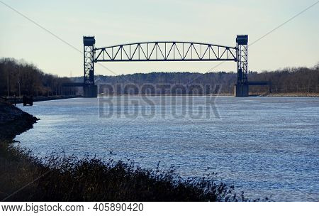 The View Of The Chesapeake And Delaware Canal Lift Bridge Near Middletown, Delaware, U.s.a