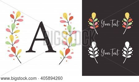Colorful Auntumn Fall Wreath Laurel Of Leaf Vector Elements For Monogram Logo Or Illustration Design