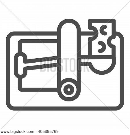 Mousetrap With Cheese Line Icon, Pest Control Concept, Mouse Trap Sign On White Background, Rodents 