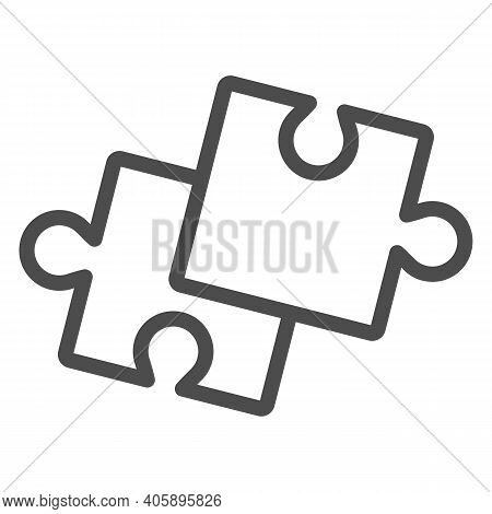 Two Pieces Of Puzzle Line Icon, Startup Concept, Puzzle Game Sign On White Background, Two Jigsaw Se