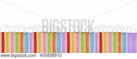 Colorful Face Mask Set For Protect Covid-19. Isolated On White Background With Clipping Path And Cut