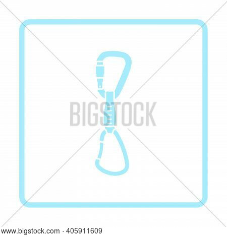 Alpinist Quickdraw Icon. Blue Frame Design. Vector Illustration.