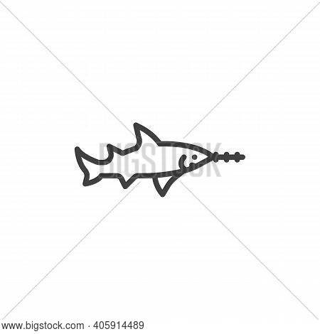 Sawfish Line Icon. Linear Style Sign For Mobile Concept And Web Design. Saw Fish Outline Vector Icon