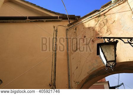 Cervo (im), Italy - December 30, 2017: An Old Lanter In Cervo Village, Italian Riviera, Imperia, Lig