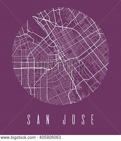 San Jose Map Poster. Decorative Design Street Map Of San Jose City. Cityscape Aria Panorama Silhouet