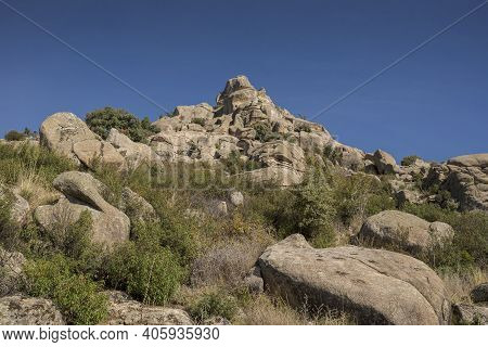Granitic Formations In Los Porrones Range, Municipality Of El Boalo, Province Of Madrid, Spain